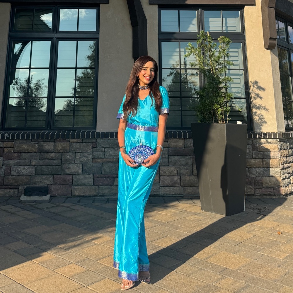 SILK SAREE JUMPSUIT 🩵